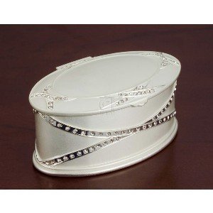 OVAL JEWELRY BOX SATIN STONES