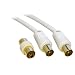 1.8M TV VCR Video Aerial Coaxial Fly Lead Cable Male to Male + Female Coupler - Gold