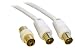 1.8M Metre TV VCR Video Aerial Coaxial Fly Lead Cable Male to Male White + Female Coupler - Gold Connectors