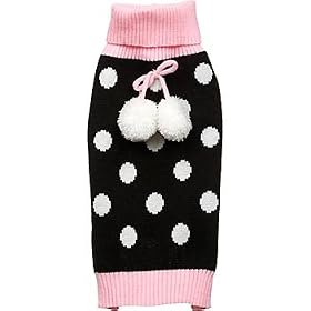 PETCO Smoochie Pooch Black Dot Sweater for Dogs Small Color:Pink