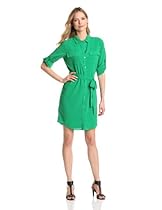 Hot Sale Calvin Klein Women's Shirt Dress, Emerald, Medium
