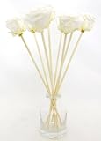 MelroseFields Mini White Rose Reed Diffuser Clear Vase and Asian Bamboo Diffuser Oil