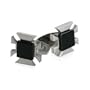 Onyx and Stainless Steel Cufflinks with Matte Finish with Gift Box