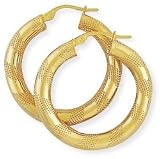 Image of 9ct Hoop Earrings with a Mesh Motif. Beautiful presentation gift box and anonymous outer packaging. Money back if not 100% delighted