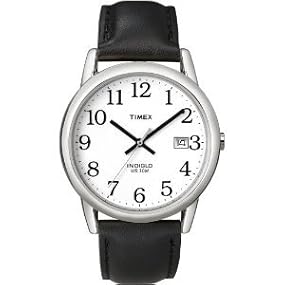 Timex #T2H281 Men's Easy Reader Leather Strap Indiglo Watch
