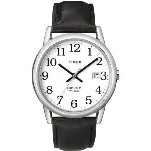 Timex #T2H281 Men's Easy Reader Leather Strap Indiglo Watch
