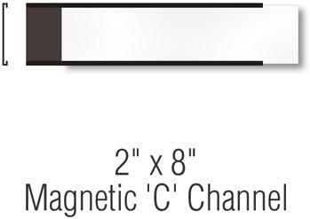 Magnetic "C" Channel Label Holders, 2"x8",, Label Holder,Magnetic"C"Channel , 25 Holders / Pack