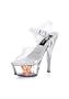 Women's 6 Inch Ankle Strap Platform Sandal With Neon Butterfly (Clear/Neon Pink;12)