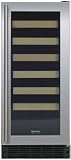 Marvel 24 Bottle wine cooler w/ wood facing shelves, Glass Trim Overlay - Model 3SWCEBD Chateau Wine