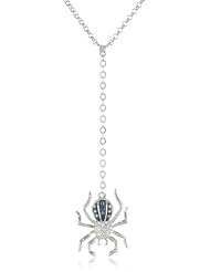 XPY Sterling Silver Spider with Green Diamond Accent on Y Necklace, 17"