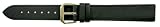 Apollo 18mm extra long black leather watch strap with a stitched edge and a nubuck lining