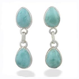 Double Tear Drop Larimar Earrings by 