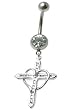 Stainless Steel Dangle Belly Ring with Clear CZ - Cross - Sold Individually