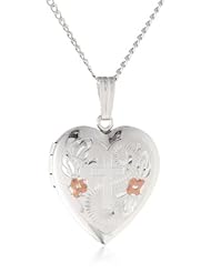 Sterling Silver Engraved Cross Heart Locket, 18"