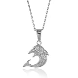 Sterling Silver Dolphin Diamond Accent Pendant with 18 Chain