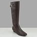 TEST Women Low Wedge Heel Knee High Dress Boots Brown