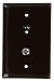 Leviton 40539-CMB Midsize Telephone/Video Wall Jack, 6P4C X F, Brown