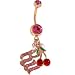 Jewelry : ROCAWEAR Pink Austrian Crystal CHERRIES Rose Belly Ring
