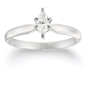 10k White Gold Marquise Solitaire Diamond Engagement Ring (1/4 ct, J-K Color, I2-I3 Clarity)