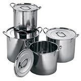 from SMS SHOPING ONLINE SET OF 4 DEEP STAINLESS STEEL STOCKPOTS STOCK POT PANS Model 0407405 - NBGH