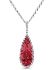 9.04Ct Pear Cut Ruby & VS Diamond Accented Pendant 18k Gold