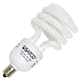 Satco S7364 13-Watt Candelabra Base T2 Mini Spiral, 2700K, 120V, Equivalent to 60-Watt Incandescent Lamp for Enclosed Fixtures