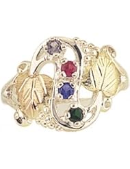 Gorgeous Sterling-silver Yellow-gold Black Hills Gold Mothers Rings 2-6 2.MM Birthstones
