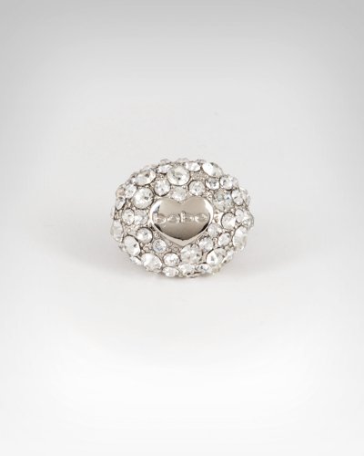 Bebe Round Pave Crystal Heart Ring - Web Exclusive Silver Onesize