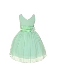 Girls V-neck Sleeveless Chiffon Flower-Girl Dress/Wedding Dress 