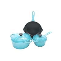 Le Creuset 5 Piece Signature Caribbean Enameled Cast Iron Cookware Set