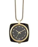 Pilgrim Gold and Black Necklace Square Watch