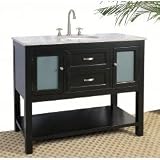 42 Bathroom Vanity with Glass Cabinet (Ebony) (35H x 42W x 21D)