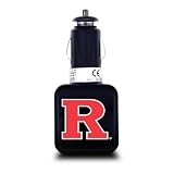 NCAA Rutgers Scarlet Knights Dual USB Car Charger with USB Charge/Sync Cable for Apple iPhone, iPod, and iPad