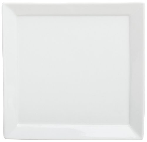 Kitchen Supply 8148 White Porcelain Square Salad/Dessert Plate, 7 Inch