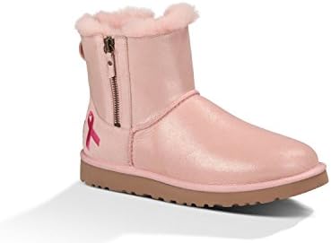 UGG Australia Women's Shiny Classic Mini Double Zip Cancer Awareness Baby Pink #N/A M US
