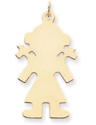 14k Gold Plain Large .013 Gauge Engraveable Girl Charm