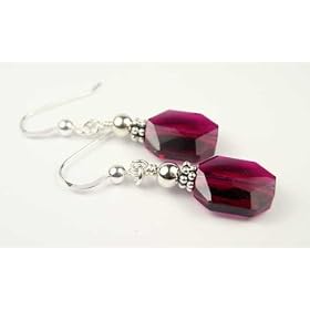 Ruby Swarovski Crystal Sterling Silver Birthstone Earrings by Gemstone Gifts Handmade Jewelry