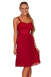  Tiered Sheer Polyester/Satin Sleeveless Cocktail Knee Length Evening Dress/Homecoming Dress/Prom Dress/Party Dress  With Rhinestones and a Sash 