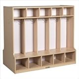 IMAGE OF Ecr4kids Green Double Sided 10 Section Coat Locker with Bench