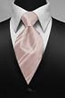 Black Satin Tuxedo Vest with Coordinating Pink Stripe Windsor Band Tie