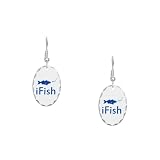 salt water fishing reels Best  Earring Oval Charm iFish Fishing Fisherman