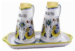 RAFFAELLESCO: Oil and Vinegar conic Bottles on Tray [Prod. 1472-RAF]