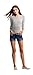 Aeropostale Women's Medium Wash Cuffed Denim Midi Shorts