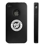 Apple iPhone 4 4S 4G Black Aluminum & Silicone Case Washington Nationals