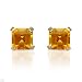 Stud Earrings With Genuine Citrines Well Made in 14K Yellow Gold Length 3mm