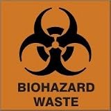 Hazardous Waste Adhesive Vinyl Labels BIOHAZARD WASTE (W/GRAPHIC) 6 x 6 (QTY/25)