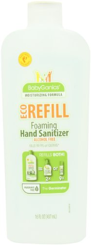 BabyGanics Alchohol Free Foaming Hand Sanitizer Refill, 16-Fluid Ounce Bottle