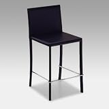 Calligaris 23.5-Inch Quadra Counter Stool Black Leather - CD008-BL