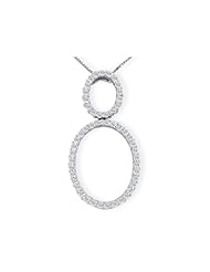 14K White Gold Double Oval Diamond Pendant With Free Blitz Jewelry Cleaner (1/4 cttw)