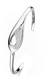 Elements Sterling Silver Ladies B3906C Scooped Pave Bangle